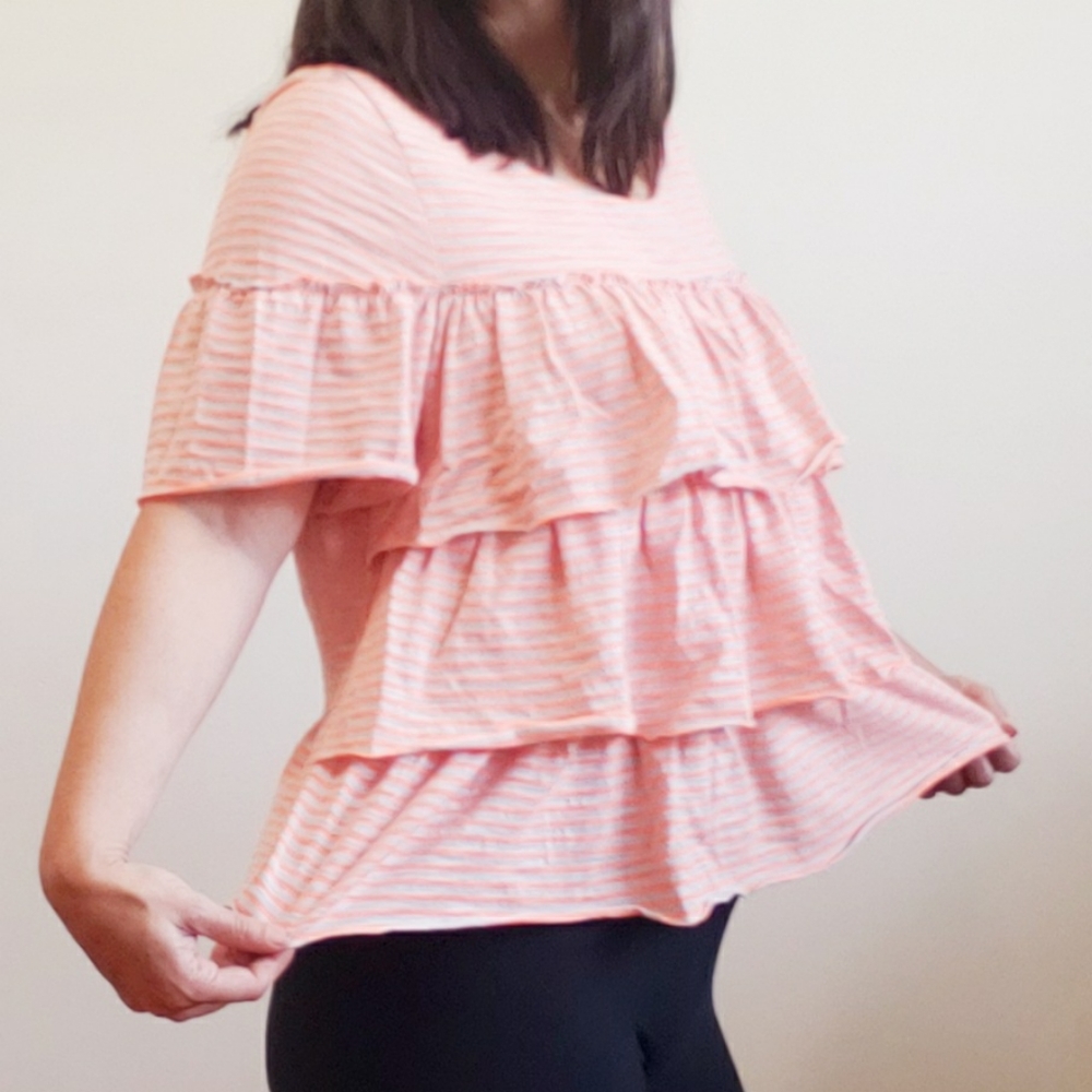 Anthropologie Postmark - Striped Ruffle Knit Blouse